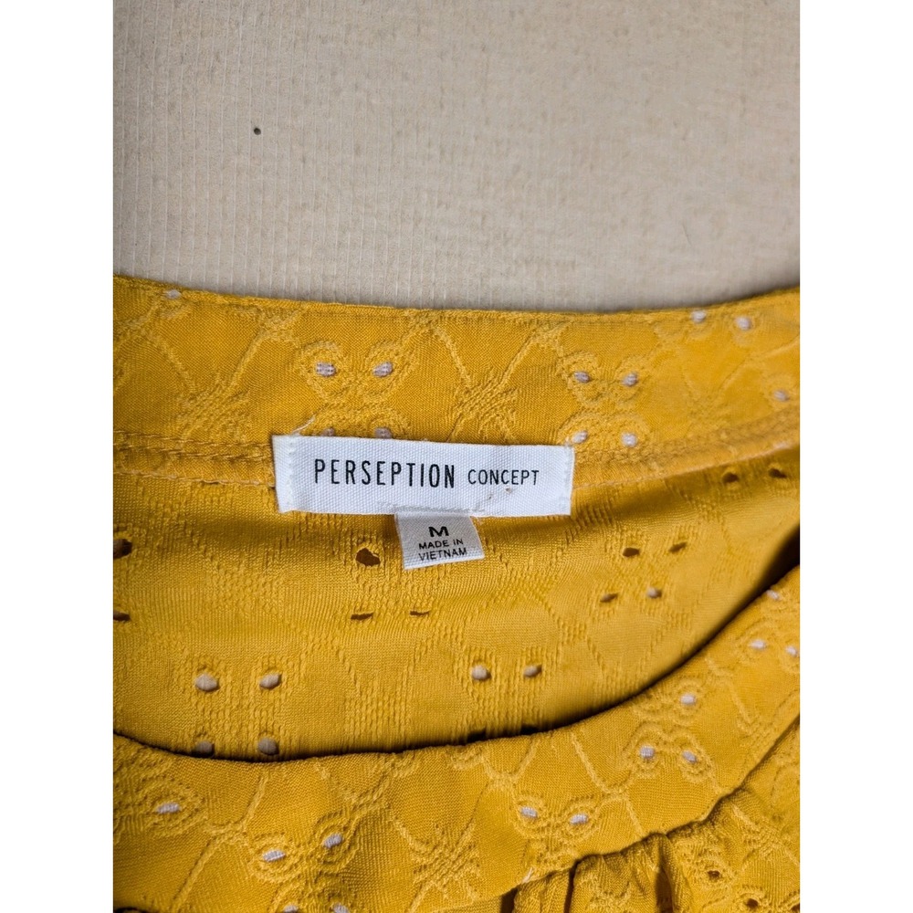 Perseption Concepts Women Tank Size M Mustard 100% Polyester Sleeveless Peekaboo - Picture 3 of 7